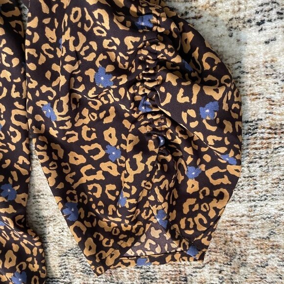 LOGO Lori Goldstein Maxi Dress Womens Sz 2X Plus Brown Leopard Button Oversized - Picture 8 of 13